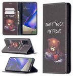 For Samsung Galaxy Note20 Colored Drawing Pattern Invisible Magnetic Horizontal Flip PU Leather Case with Holder & Card Slots & Wallet(Bear)
