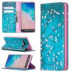 For Samsung Galaxy S10 Colored Drawing Pattern Invisible Magnetic Horizontal Flip PU Leather Case with Holder & Card Slots & Wallet(Plum Blossom)
