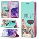 For Samsung Galaxy S20 Colored Drawing Pattern Invisible Magnetic Horizontal Flip PU Leather Case with Holder & Card Slots & Wallet(Cat)