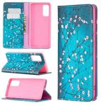 For Samsung Galaxy S20 FE Colored Drawing Pattern Invisible Magnetic Horizontal Flip PU Leather Case with Holder & Card Slots & Wallet(Plum Blossom)