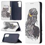 For Samsung Galaxy S21 Colored Drawing Pattern Invisible Magnetic Flip Leather Case (Girl)