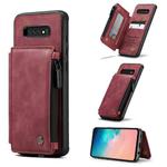 For Samsung Galaxy S10 CaseMe C20 Multifunctional PC + TPU Protective Case with Holder & Card Slot & Wallet(Red)