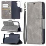 For Samsung Galaxy S21 5G Lambskin Texture Pure Color Horizontal Flip PU Leather Case with Holder & Card Slots & Wallet & Lanyard(Grey)