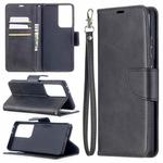 For Samsung Galaxy S21 Ultra 5G Lambskin Texture Pure Color Horizontal Flip PU Leather Case with Holder & Card Slots & Wallet & Lanyard(Black)
