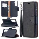 For Samsung Galaxy S21 5G Litchi Texture Pure Color Horizontal Flip Leather Case with Holder & Card Slots & Wallet & Lanyard(Black)