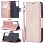 For Samsung Galaxy S21 5G Litchi Texture Pure Color Horizontal Flip Leather Case with Holder & Card Slots & Wallet & Lanyard(Rose Gold)