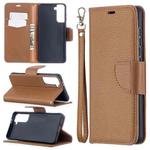 For Samsung Galaxy S21 5G Litchi Texture Pure Color Horizontal Flip Leather Case with Holder & Card Slots & Wallet & Lanyard(Brown)