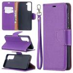 For Samsung Galaxy S21 5G Litchi Texture Pure Color Horizontal Flip Leather Case with Holder & Card Slots & Wallet & Lanyard(Purple)