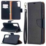For Samsung Galaxy S21+ 5G Litchi Texture Pure Color Horizontal Flip Leather Case with Holder & Card Slots & Wallet & Lanyard(Black)