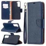 For Samsung Galaxy S21+ 5G Litchi Texture Pure Color Horizontal Flip Leather Case with Holder & Card Slots & Wallet & Lanyard(Dark Blue)