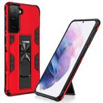For Samsung Galaxy S21+ 5G Soldier Armor Shockproof TPU + PC Magnetic Protective Case with Holder(Red)