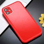 Solid Color Glass + Silicone Protective Case For iPhone 11 Pro Max(Red)