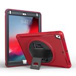For iPad 9.7 inch (2017) 360 Degree Rotation PC+TPU Protective Cover with Holder & Hand Strap(Red)