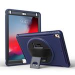 For iPad 9.7 inch (2017) 360 Degree Rotation PC+TPU Protective Cover with Holder & Hand Strap(Dark Blue)