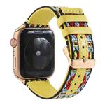 Ethnic Leather Watch Band For Apple Watch Series 7 41mm / 6 & SE & 5 & 4 40mm / 3 & 2 & 1 38mm(Yellow)