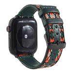 Ethnic Leather Watch Band For Apple Watch Series 7 41mm / 6 & SE & 5 & 4 40mm / 3 & 2 & 1 38mm(Dark Green)