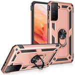 For Samsung Galaxy S21 5G Shockproof TPU + PC Protective Case with 360 Degree Rotating Holder(Rose Gold)