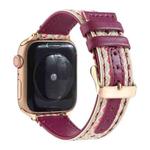 Ethnic Leather Watch Band For Apple Watch Series 7 45mm / 6 & SE & 5 & 4 44mm / 3 & 2 & 1 42mm(Purple)
