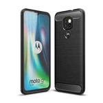 For Motorola Moto G9 Play Brushed Texture Carbon Fiber TPU Case(Black)