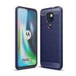 For Motorola Moto G9 Play Brushed Texture Carbon Fiber TPU Case(Navy Blue)
