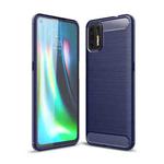 For Motorola Moto G9 Plus Brushed Texture Carbon Fiber TPU Case(Navy Blue)