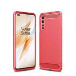 For OnePlus Nord Brushed Texture Carbon Fiber TPU Case(Red)