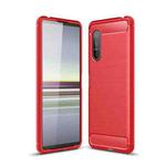 For Sony Xperia 5 II Brushed Texture Carbon Fiber TPU Case(Red)