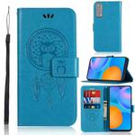 For Huawei P smart 2021 Wind Chime Owl Embossing Pattern Horizontal Flip Leather Case, with Holder & Card Slots & Wallet(Blue)