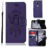 For Nokia 2.4 Wind Chime Owl Embossing Pattern Horizontal Flip Leather Case, with Holder & Card Slots & Wallet(Purple)