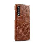 For Huawei P30 Head-layer Cowhide Leather Crocodile Texture Protective Case(Brown)