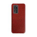 For Huawei P40 Head-layer Cowhide Leather Crocodile Texture Protective Case(Red)