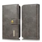 For iPhone 11 DG.MING Triple Fold Crazy Horse Texture Magnetic Horizontal Flip Leather Case with Holder & Card Slots & Wallet(Grey)