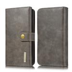 For Galaxy Note 10+ DG.MING Triple Fold Crazy Horse Texture Magnetic Horizontal Flip Leather Case with Holder & Card Slots & Wallet(Grey)