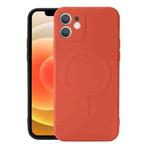For iPhone 12 mini Liquid Silicone Full Coverage Shockproof Magsafe Case (Orange)