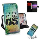 For Sony Xperia 1 / XZ4 Colored Drawing Pattern Colorful Magnetic Buckle Horizontal Flip PU Leather Case with Holder & Card Slots & Wallet & Lanyard(Two Pandas)