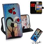 For Sony Xperia L3 Colored Drawing Pattern Colorful Magnetic Buckle Horizontal Flip PU Leather Case with Holder & Card Slots & Wallet & Lanyard(Love Cat)