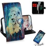 For Sony Xperia XZ3 Colored Drawing Pattern Colorful Magnetic Buckle Horizontal Flip PU Leather Case with Holder & Card Slots & Wallet & Lanyard(White Lion)