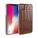 Head-layer Cowhide Leather Crocodile Texture Protective Case For iPhone 11 Pro Max(Brown)