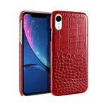 Head-layer Cowhide Leather Crocodile Texture Protective Case For iPhone XR(Red)