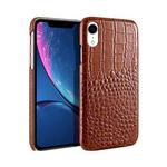 Head-layer Cowhide Leather Crocodile Texture Protective Case For iPhone XR(Brown)