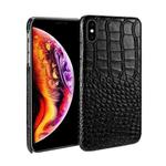Head-layer Cowhide Leather Crocodile Texture Protective Case For iPhone XS Max(Black)