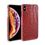 Head-layer Cowhide Leather Crocodile Texture Protective Case For iPhone XS Max(Red)