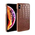 Head-layer Cowhide Leather Crocodile Texture Protective Case For iPhone XS Max(Brown)