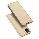 For Samsung Galaxy A12 DUX DUCIS Skin Pro Series Horizontal Flip PU + TPU Leather Case, with Holder & Card Slots(Gold)