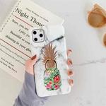 For iPhone 11 Gilding Pineapple Pattern Soft TPU Protective Case with Ring Holder (White)