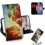 Colored Drawing Pattern Colorful Magnetic Buckle Horizontal Flip PU Leather Case with Holder & Card Slots & Wallet & Lanyard For Galaxy A40(Tiger Rose)