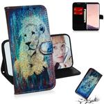 Colored Drawing Pattern Colorful Magnetic Buckle Horizontal Flip PU Leather Case with Holder & Card Slots & Wallet & Lanyard For Galaxy S8+(White Lion)