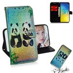 Colored Drawing Pattern Colorful Magnetic Buckle Horizontal Flip PU Leather Case with Holder & Card Slots & Wallet & Lanyard For Galaxy S10e(Two Pandas)