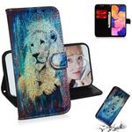 Colored Drawing Pattern Colorful Magnetic Buckle Horizontal Flip PU Leather Case with Holder & Card Slots & Wallet & Lanyard For  Galaxy A10 / M10(White Lion)