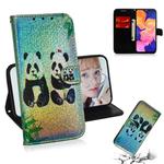 Colored Drawing Pattern Colorful Magnetic Buckle Horizontal Flip PU Leather Case with Holder & Card Slots & Wallet & Lanyard For  Galaxy A10 / M10(Two Pandas)